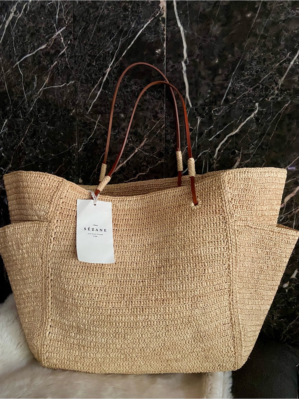 SEZANE RAFFIA PALOMA BASKET TOTE BAG ⚜️ - Picture 10 of 16